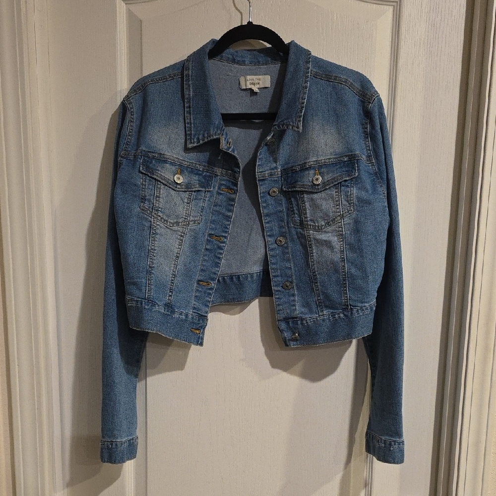 Love Tree Light Blue Cropped Denim Jacket